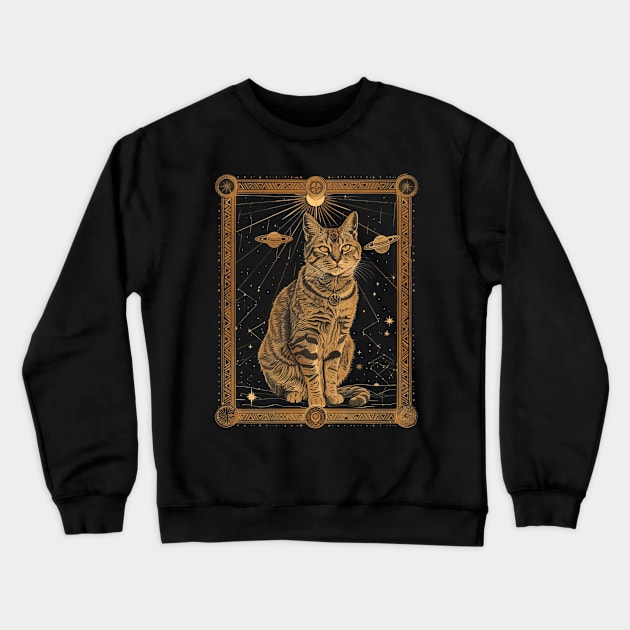 Cat Tarot Mystical Meow Insights Crewneck Sweatshirt by Josephine7